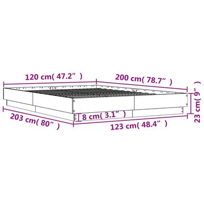 vidaXL Lovos rėmas su LED lemputėmis, sonoma ąžuolo spalvos, 120x200cm