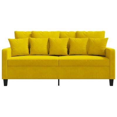 vidaXL Dvivietė sofa, geltonos spalvos, 140cm, aksomas