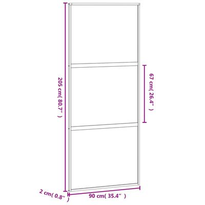 vidaXL Stumdomos durys, baltos, 90x205cm, grūdintas stiklas/aliuminis