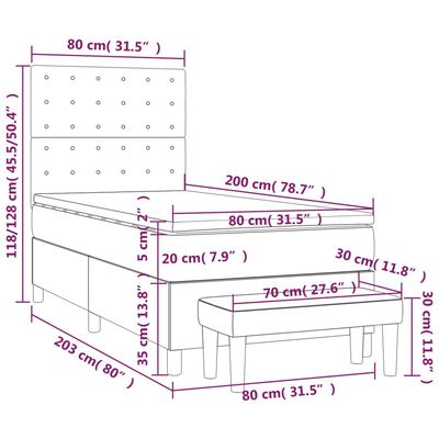 vidaXL Lova su spyruoklėmis ir čiužiniu, juoda, 80x200cm, dirbtinė oda