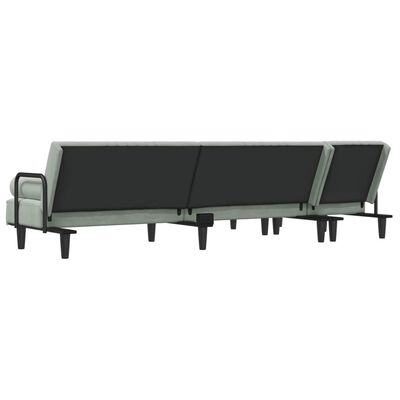 vidaXL L formos sofa-lova, šviesiai pilka, 260x140x70cm, aksomas