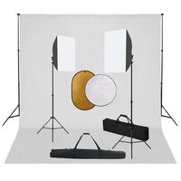 vidaXL Fotostudijos komplektas su šviesdėžėmis, fonu ir reflektoriumi