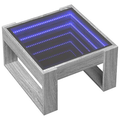 vidaXL Kavos staliukas su Infinity LED lemputėmis, pilkas, 50x53x30cm