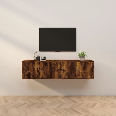 vidaXL Sieninės TV spintelės, 2vnt., dūminio ąžuolo, 80x34,5x40cm