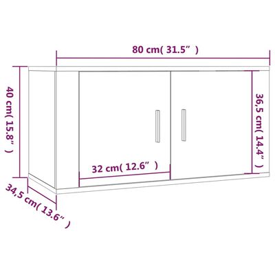 vidaXL Sieninės TV spintelės, 2vnt., betono pilkos, 80x34,5x40cm