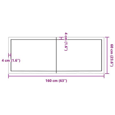 vidaXL Vonios stalviršis, šviesiai rudas, 160x60x(2-6)cm, mediena