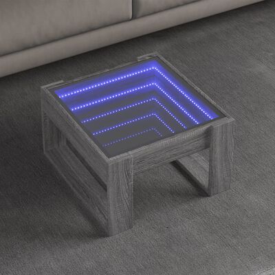 vidaXL Kavos staliukas su Infinity LED lemputėmis, pilkas, 50x53x30cm