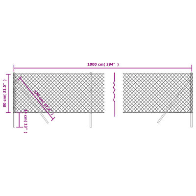 vidaXL Tinklinė tvora, žalios spalvos, 0,8x10m