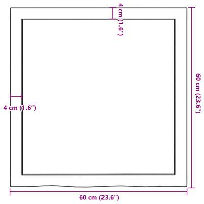 vidaXL Vonios stalviršis, tamsiai rudas, 60x60x(2-4) cm, mediena