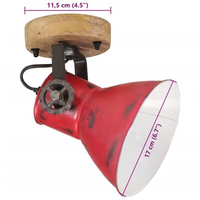 vidaXL Sieninis šviestuvas, baltintas raudonas, 11,5x11,5x25cm, 25W