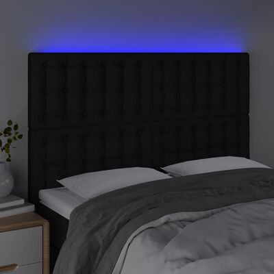 vidaXL Galvūgalis su LED, juodos spalvos, 144x5x118/128cm, audinys