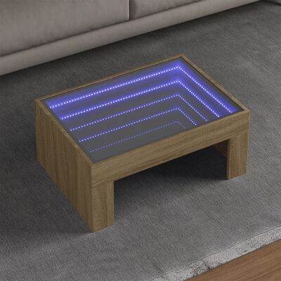 vidaXL Kavos staliukas su Infinity LED lemputėmis, ąžuolo, 70x50x30cm