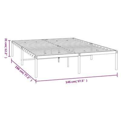 vidaXL Metalinis lovos rėmas, juodos spalvos, 140x190cm