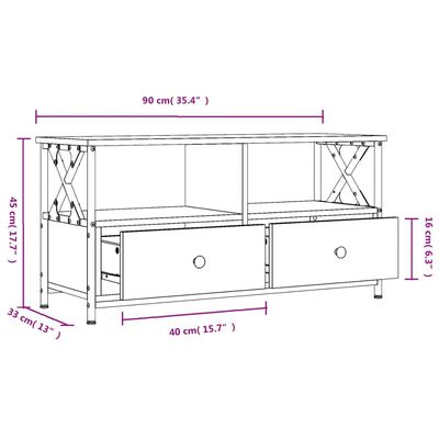 vidaXL Televizoriaus spintelė, juoda, 90x33x45cm, mediena ir geležis