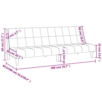 vidaXL Dvivietė sofa-lova, juodos spalvos, audinys