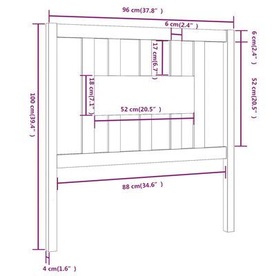 vidaXL Galvūgalis, medaus rudas, 96x4x100cm, pušies medienos masyvas