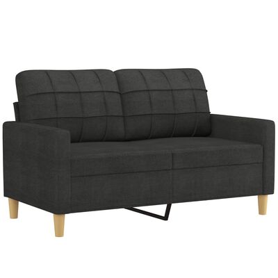 vidaXL Dvivietė sofa su pagalvėlėmis, juodos spalvos, 120cm, audinys