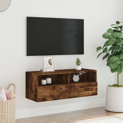 vidaXL Sieninė TV spintelė, dūminio ąžuolo, 80x30x30cm, mediena