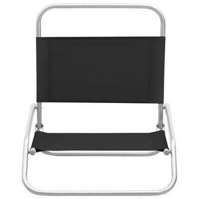 vidaXL Sulankstomos paplūdimio kėdės, 2vnt., juodos spalvos, audinys