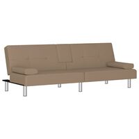 vidaXL Sofa-lova su puodelių laikikliais, kapučino, dirbtinė oda