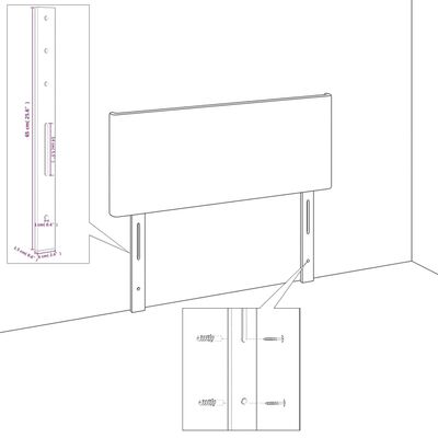 vidaXL Galvūgalis su auselėmis, pilkas, 183x16x118/128 cm, aksomas