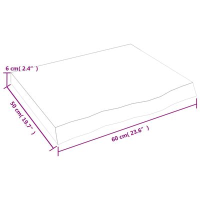 vidaXL Stalviršis, 60x50x(2–6)cm, neapdorotas ąžuolo medienos masyvas