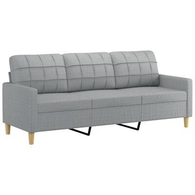 vidaXL Trivietė sofa su pagalvėlėmis, šviesiai pilka, 180cm, audinys