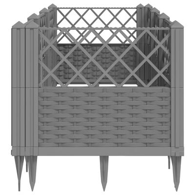 vidaXL Sodo lovelis su kuoliukais, pilkas, 123,5x43,5x43,5cm, PP