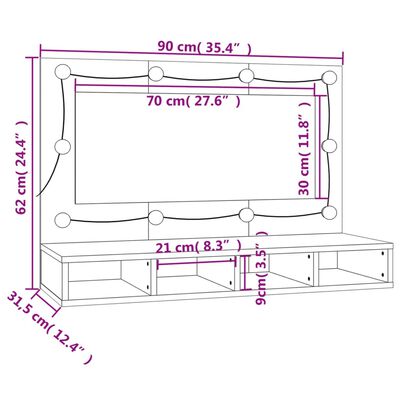 vidaXL Veidrodinė spintelė su LED, dūminio ąžuolo, 90x31,5x62cm