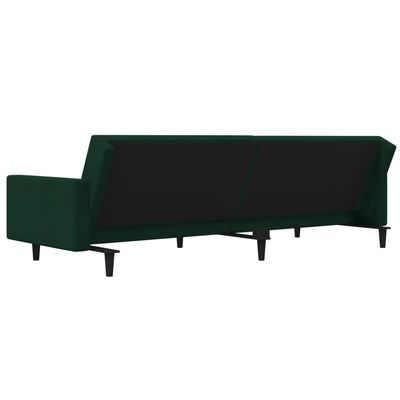 vidaXL Dvivietė sofa-lova su dvejomis pagalvėmis, žalia, aksomas