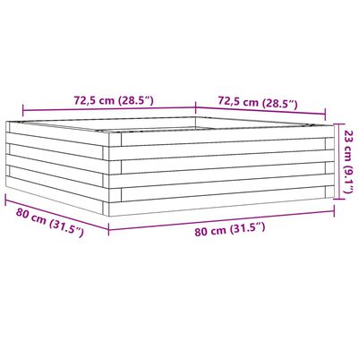 vidaXL Sodo lovelis, 80x80x23cm, impregnuota pušies mediena