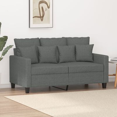 vidaXL Dvivietė sofa, tamsiai pilkos spalvos, 120cm, audinys