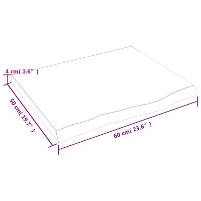 vidaXL Vonios stalviršis, tamsiai rudas, 60x50x(2-4) cm, mediena