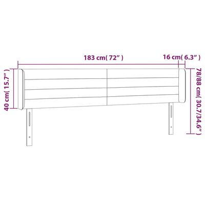 vidaXL Galvūgalis su LED, tamsiai pilkas, 183x16x78/88cm, aksomas