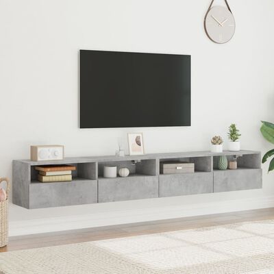 vidaXL Sieninės TV spintelės, 2vnt., betono, 100x30x30cm, mediena