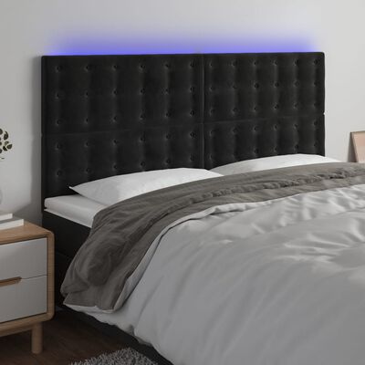 vidaXL Galvūgalis su LED, juodos spalvos, 160x5x118/128cm, aksomas