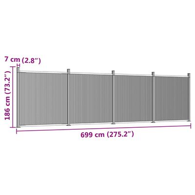 vidaXL Tvoros segmentas, pilkos spalvos, 699x186cm, WPC