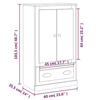 vidaXL Komoda, balta, 60x35,5x103,5cm, apdirbta mediena, blizgi