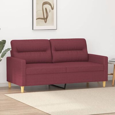 vidaXL Dvivietė sofa, raudonojo vyno spalvos, 140cm, audinys