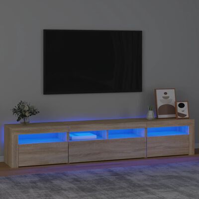 vidaXL Televizoriaus spintelė su LED apšvietimu, ąžuolo, 210x35x40cm