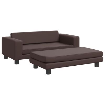 vidaXL Vaikiška sofa su pakoja, ruda, 100x50x30cm, dirbtinė oda