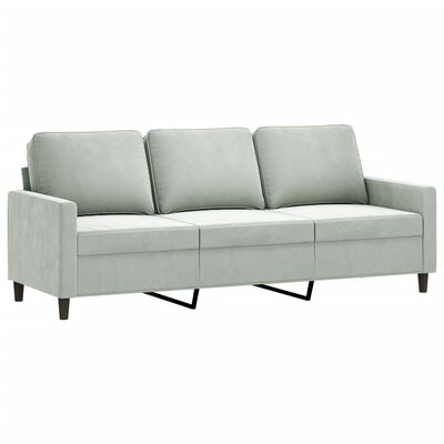 vidaXL Trivietė sofa, šviesiai pilkos spalvos, 180cm, aksomas