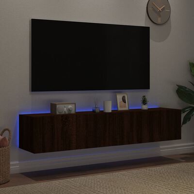 vidaXL Sieninės TV spintelės su LED, 2vnt., rudos ąžuolo, 80x35x31cm