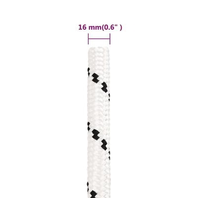 vidaXL Pinta valties virvė, baltos spalvos, 16mmx50m, poliesteris