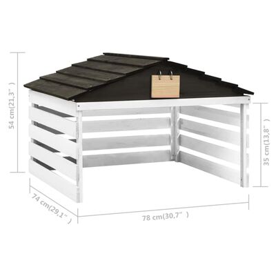 vidaXL Roboto vejapjovės garažas, juodas ir baltas, 78x74x54cm, eglė