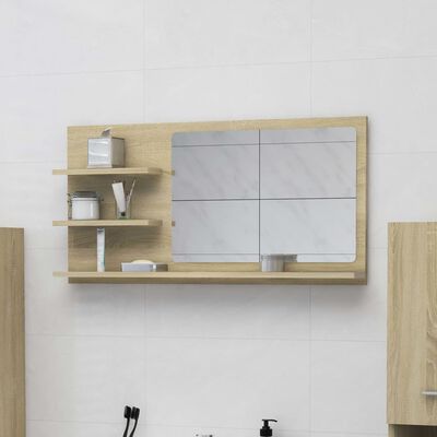 vidaXL Vonios kambario veidrodis, ąžuolo, 90x10,5x45cm, mediena