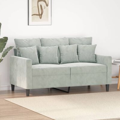 vidaXL Dvivietė sofa, šviesiai pilkos spalvos, 120cm, aksomas