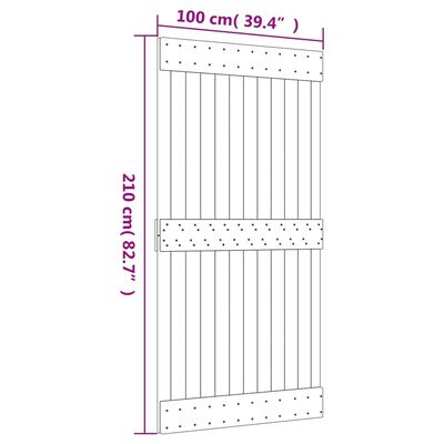 vidaXL Stumdomos durys su įrangos rinkiniu, 100x210cm, pušies masyvas