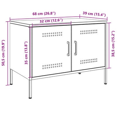 vidaXL Televizoriaus spintelės, 2vnt., juodos, 68x39x50,5cm, plienas