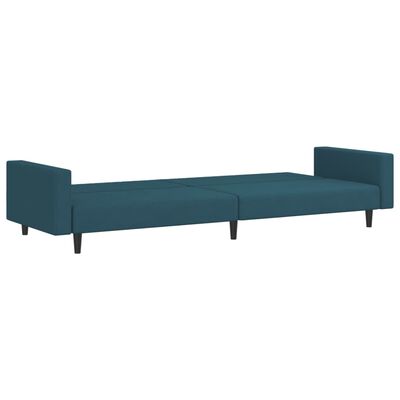 vidaXL Dvivietė sofa-lova, mėlynos spalvos, aksomas